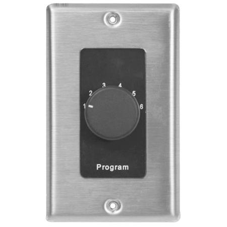 Lowell Manufacturing CS6 6-Source Program Selector Switch with Decorator Style 1-Gang Wall Plate, Stainless Steel/Black