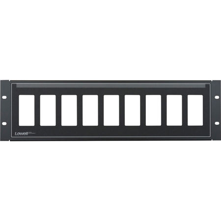 Lowell Manufacturing D9P-ID-3 3U Panel with Rear Flange for 9 Decorator Devices
