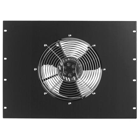 Lowell Manufacturing FT1-7T 7U 10" 16-Gauge Steel Rackmount Turbo Fan Panel with 6' Green Thermo-Cord (US), 550 cfm Airflow