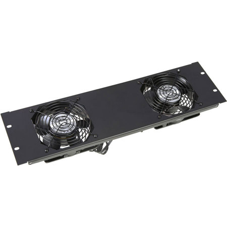 Lowell Manufacturing FW2-3T 3U Rackmount Panel with Two 4.7" Whisper Fans & Guards, 6' Green Thermo Cord (US), 50cfm Airflow Each