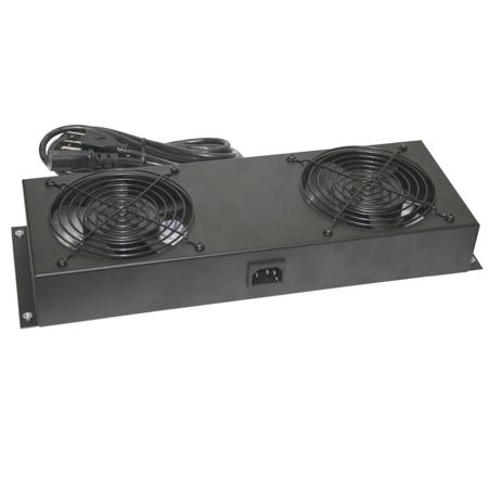 Lowell Manufacturing FW2-RD Rack Rear Door Panel with Two 4.7" Whisper Fans & Guards, 6' Black Standard Cord with Plug, 50 cfm Each
