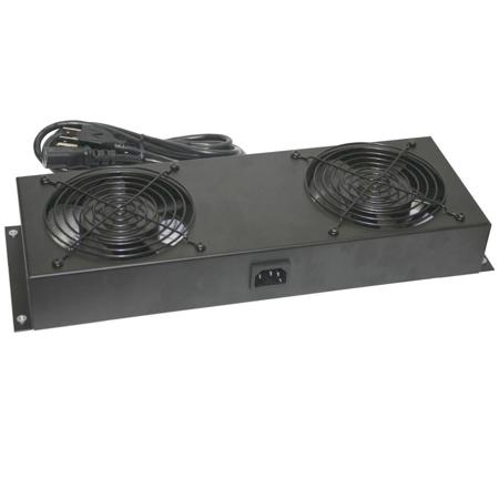FW2-RDT Rack Rear Door Panel with Two 4.7" Whisper Fans & Guards, 6' Green Thermo-Cord with Built-In Thermostat, 50 cfm Each