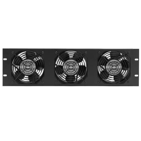 Lowell Manufacturing FW3-3 3U Rackmount Panel with Three 4.7" Whisper Fans & Guards, 6' Black Standard Cord (US), 50cfm Airflow Each