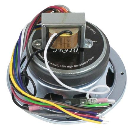 Lowell Manufacturing JR410-T72 4" 15W Cone Driver with 25/70V Dual-Voltage Transformer for Speaker, 10 Oz Magnet, 8 Ohms