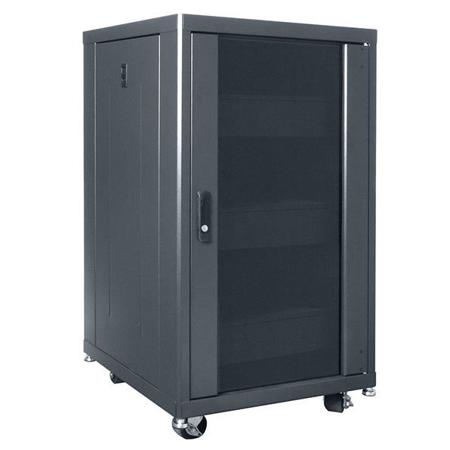Lowell Manufacturing LCDR-1824 18U Configured Design Rack, 24" Depth, 500 Lbs Capacity, Charcoal Gray