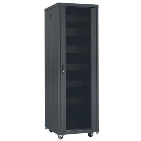 Lowell Manufacturing LCDR-3524 35U Configured Design Rack, 24" Depth, 980 Lbs Capacity, Charcoal Gray