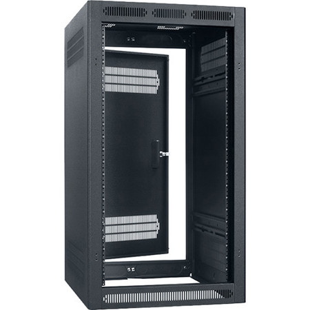 Lowell Manufacturing LER-2122 21U 22" Depth Enclosed Stand Alone Floor Rack with Rear Door and 2x Adjustable Rails, Black