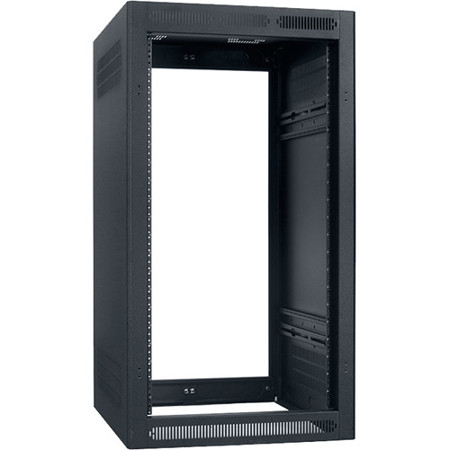 Lowell Manufacturing LER-2122-LRD 21U 22" Depth Enclosed Stand Alone Floor Rack without Rear Door and 2x Adjustable Rails, Black