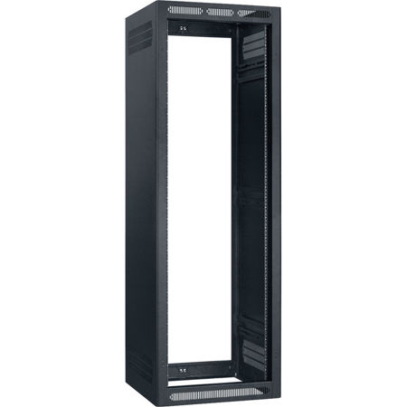 Lowell Manufacturing LER-3522-LRD 35U 22" Depth Enclosed Stand Alone Floor Rack without Rear Door and 2x Adjustable Rails, Black