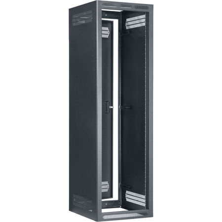 Lowell Manufacturing LFR-4027 40U 27" Depth Enclosed Stand Alone Floor Rack with Rear Door and 2x Fixed Rails, Black