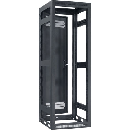 Lowell Manufacturing LGR 35U 27" Depth Gangable Rack with Rear Door, Black