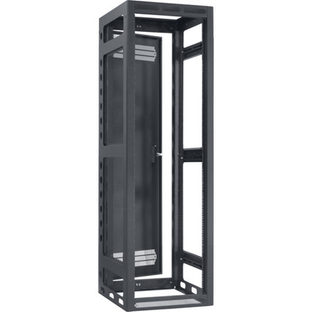Lowell Manufacturing LGR 40U 27" Depth Gangable Rack with Rear Door, Black