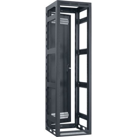 Lowell Manufacturing LGR 44U 22" Depth Gangable Rack with Rear Door, Black