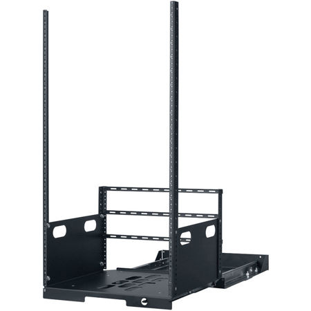 Lowell Manufacturing LPOR2-2119 21U Pull-Out Rack with 2 Slides, 19" Depth,Black