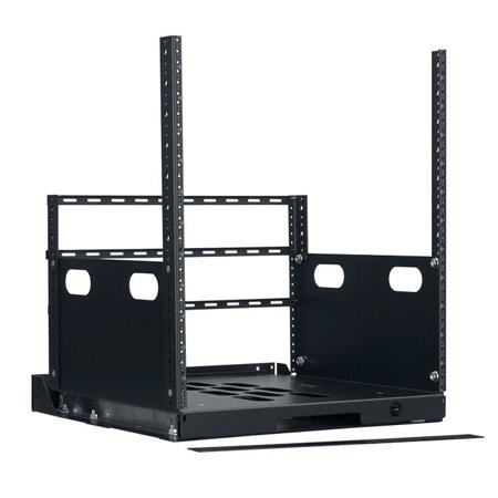Lowell Manufacturing LPOR4-1219 12U Pull-Out Rack with 4 Slides, 19" Depth,Black