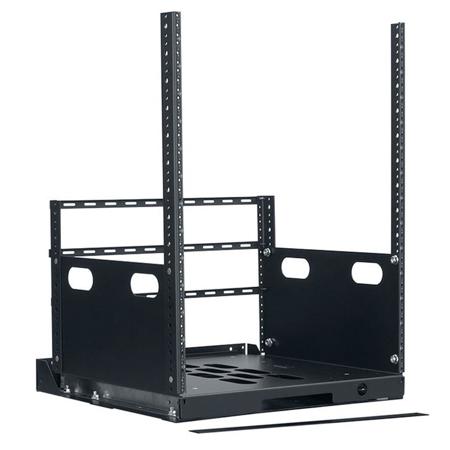 Lowell Manufacturing LPOR4-1419 14U Pull-Out Rack with 4 Slides, 19" Depth,Black