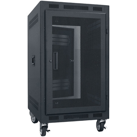 Lowell Manufacturing LPR-1427FV 14U Portable Rack Unit, Fully-Vented Door, 27" Depth, Black
