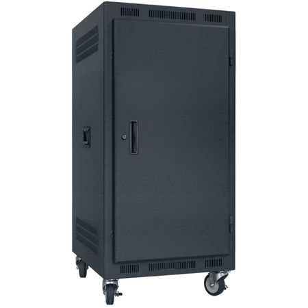 Lowell Manufacturing LPR-2127 21U Portable Rack Unit, Solid Door, 27" Depth, Black