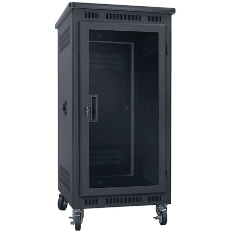 Lowell Manufacturing LPR-2127PGT 21U Portable Rack Unit, Plexi Door, Graphite Top, 27" Depth, Black