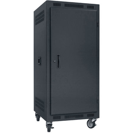 Lowell Manufacturing LPR-2427 24U Portable Rack Unit, Solid Door, 27" Depth, Black