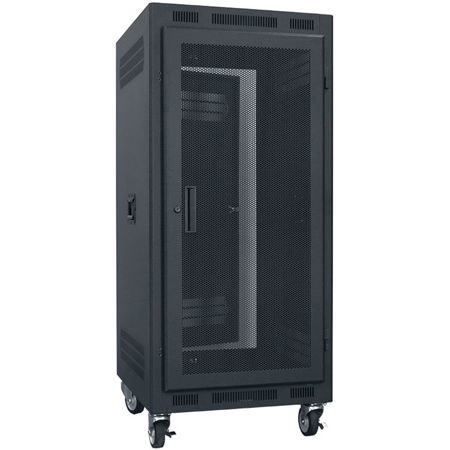 Lowell Manufacturing LPR-2427FV 24U Rack Unit, Fully-Vented Door,27" Depth,Black