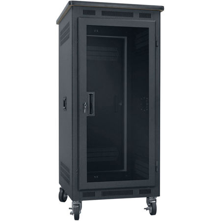 Lowell Manufacturing LPR-2427PGT 24U Rack Unit, Plexi Door, 27" Depth, Black