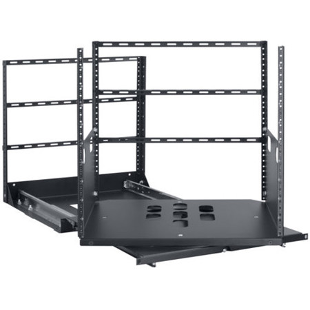 Lowell Manufacturing LPTR2-1019 10U Pull & Turn Rack, 2-Slides, 19" Depth, Black