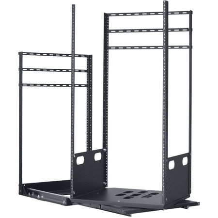 Lowell Manufacturing LPTR2-2119 21U Pull & Turn Rack, 2-Slides, 19" Depth, Black