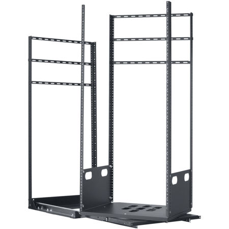Lowell Manufacturing LPTR2-2419 24U Pull & Turn Rack, 2-Slides, 19" Depth, Black
