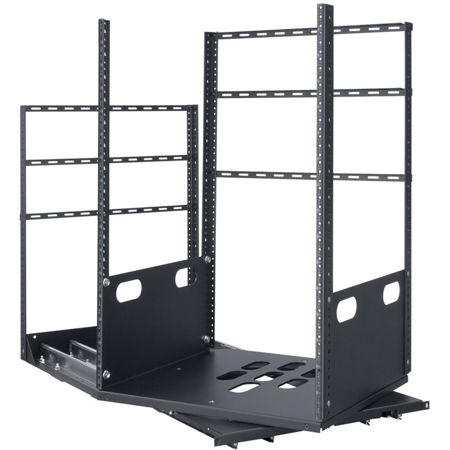 Lowell Manufacturing LPTR4-1623 16U Pull & Turn Rack System, 4-Slides, 23" Depth, Black