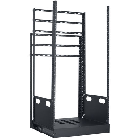 Lowell Manufacturing LPTR4-2119 21U Pull & Turn Rack, 4-Slides, 19" Depth, Black