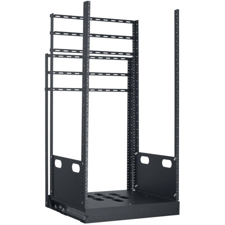 Lowell Manufacturing LPTR4-2123 21U Pull & Turn Rack, 4-Slides, 23" Depth, Black