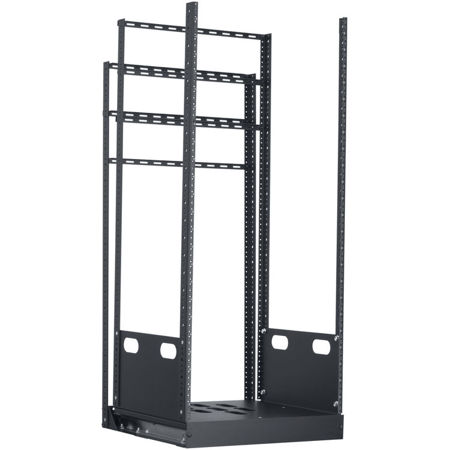 Lowell Manufacturing LPTR4-2419 24U Pull & Turn Rack System, 4-Slides, 19" Depth, Black
