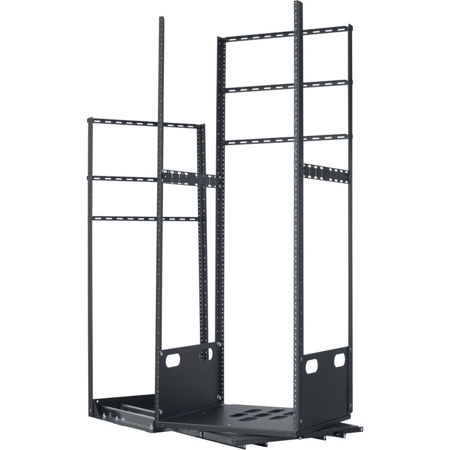 Lowell Manufacturing LPTR4-2823 28U Pull & Turn Rack, 4-Slides, 23" Depth, Black