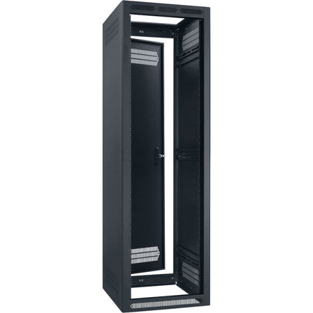Lowell Manufacturing LSER-4027 40U Seismic Rack with 1 Pair Adjustable Rails, 27" Depth, Black