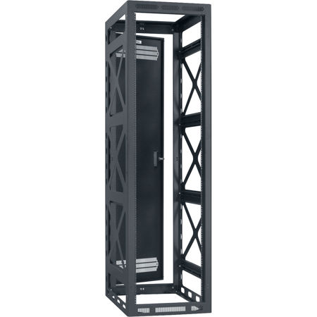 Lowell Manufacturing LSGR-4432 44U Seismic Gangable Rack, 32" Deep, Black