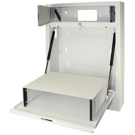 Lowell Manufacturing LTCR-3320S 3U + 3U Tilt-Out Surface-Mount Wall Rack, Gray