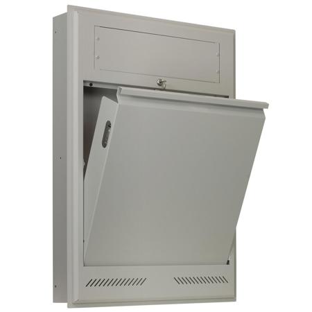 Lowell Manufacturing LTR-220R 2U Tilt-Out Recessed Wall Rack, 24x35x5", Gray