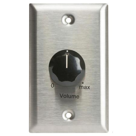 Lowell Manufacturing LV-5K 5W 5000 Ohms Mono Potentiometer with Standard Style 1-Gang Wall Plate, Stainless Steel