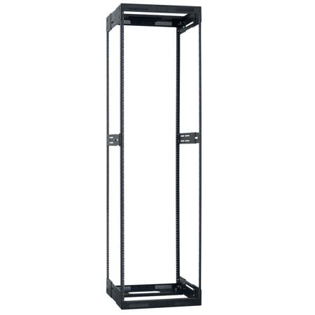 Lowell Manufacturing LVR38-2128 38U Slim Rack with Variable Depth, Expands from 21"-28" Deep, Black