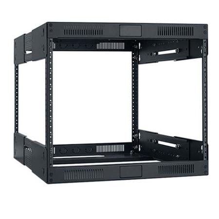 Lowell Manufacturing LVR8-1421 8U Slim Rack with Variable Depth, Expands from 14"-21" Deep, Black