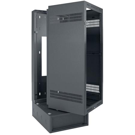 Lowell Manufacturing LWBR-2428 24U Wall Rack with Base, 28" Depth, Black