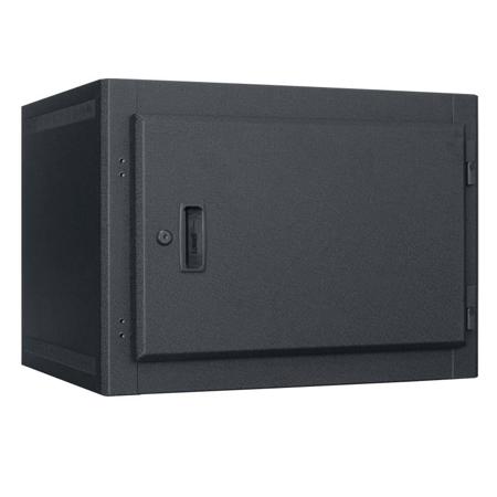 Lowell Manufacturing LWER-718 7U Wall-Mount Rack with 1 Pair Fixed Rails, Solid Front Door, 18" Depth, Black