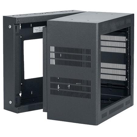 Lowell Manufacturing LWR-1019 10U Rack-Sectional Wall Mount with 1 Pair Adjustable Rails, 19" Deep, Black