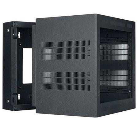 LWR-1023 10U Rack-Sectional Wall Mount with 1 Pair Adjustable Rails, 23" Deep, Black