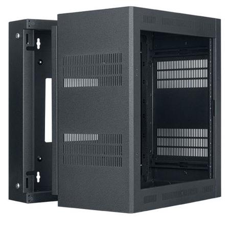 Lowell Manufacturing LWR-1223 12U Rack-Sectional Wall Mount with 1 Pair Adjustable Rails, 23" Deep, Black