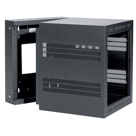 Lowell Manufacturing LWR-1232 12U Rack-Sectional Wall Mount with 1 Pair Adjustable Rails, 32" Deep, Black