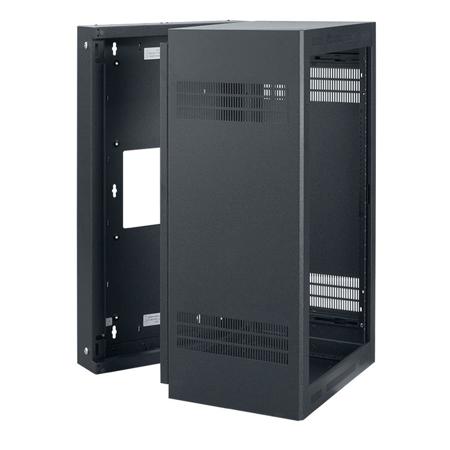 Lowell Manufacturing LWR-2123 21U Rack-Sectional Wall Mount with 1 Pair Adjustable Rails, 23" Deep, Black