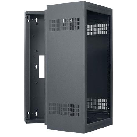 Lowell Manufacturing LWR-2419 24U Rack-Sectional Wall Mount with 1 Pair Adjustable Rails, 19" Deep, Black
