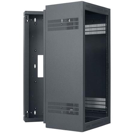 Lowell Manufacturing LWR-2423 24U Rack-Sectional Wall Mount with 1 Pair Adjustable Rails, 23" Deep, Black